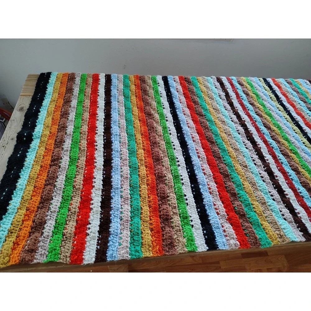 Afghan Blanket Throw Hand‎ Made Crochet Granny Square 44